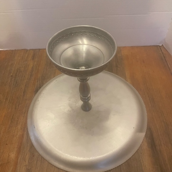 1950s Vintage Aluminum Tall Cake Stand Pedestal 8” Wilson Specialties - Picture 4 of 7